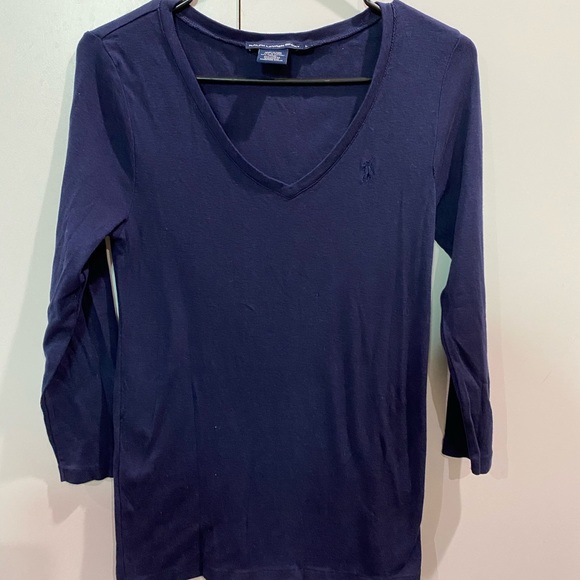 Polo 3/4 length navy blue top - Picture 1 of 2